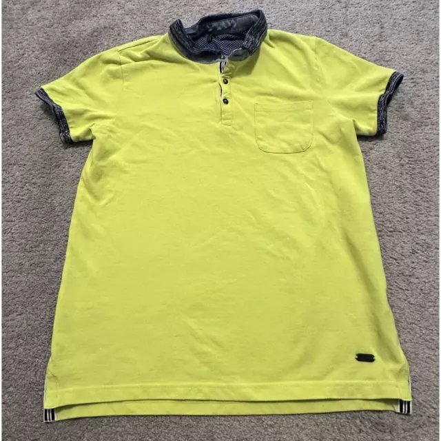 UNITED COLORS OF Benetton Men M Polo Yellow Short Sleeve Shirt Pocket ...