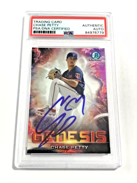 Chase Petty autograph signed 2021 Bowman Chrome baseball card PSA SLAB GNS-9