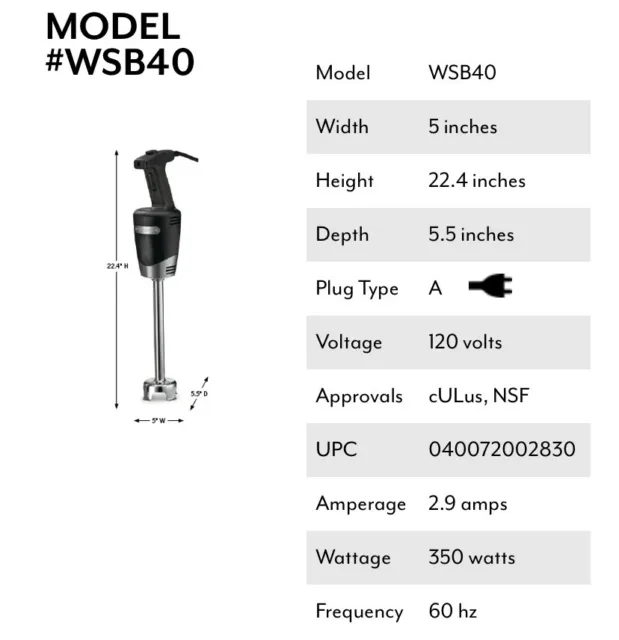 Sammic XM-22 15 L. Handheld Stick Immersion Blender - 300 Watts