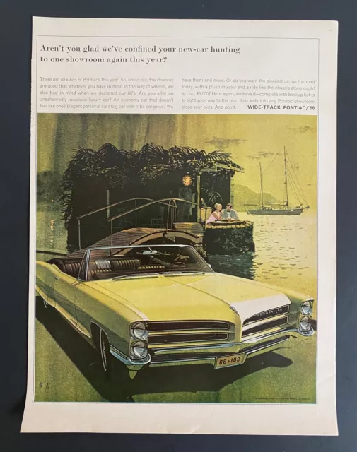 1966 Pontiac Bonneville Convertible Fitz & Van Art Rare Original Ad-10x13.5