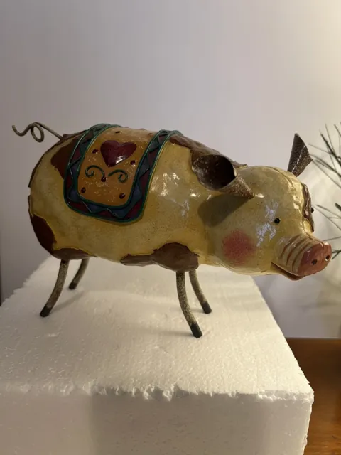 Heavy Tin Folk Art Pig