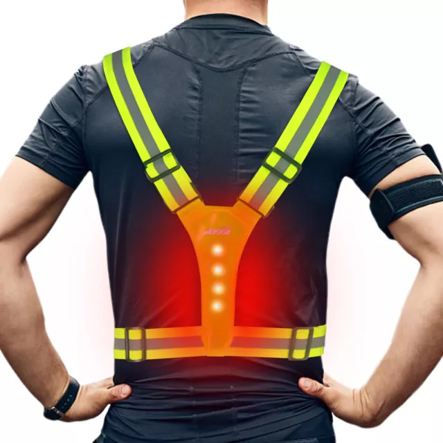 LED Reflective Vest Adjustable Safety Vest For Night Running Motorcycle Cycling~
