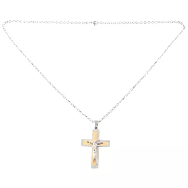 Schmuck Edelstahl Jesus Kruzifix Bibel Gebet Kreuz Anhaenger mit 70cm Kette3948