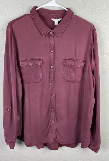 C Est. 1946 Women’s Soft Burgundy Button Up Dress Shirt Size XL