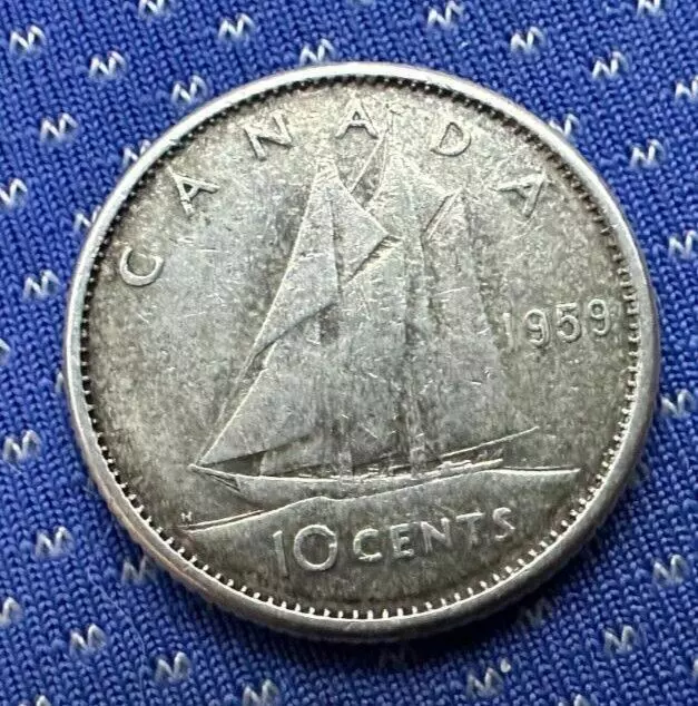 1959 Canada 10 Cents Coin  .800 Silver       #G76