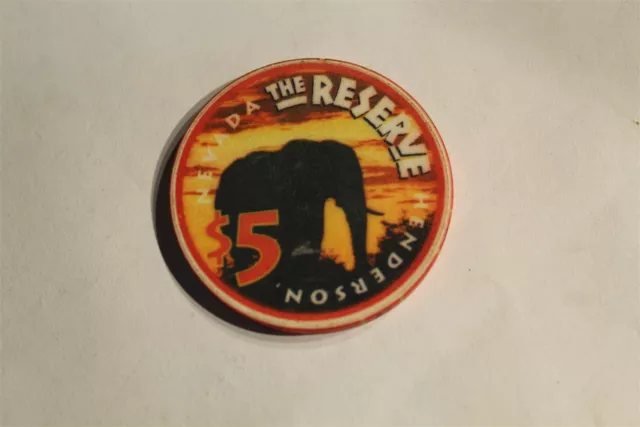 The Reserve Hotel Casino $5 Casino Chip Henderson Nevada 1998 Elephant