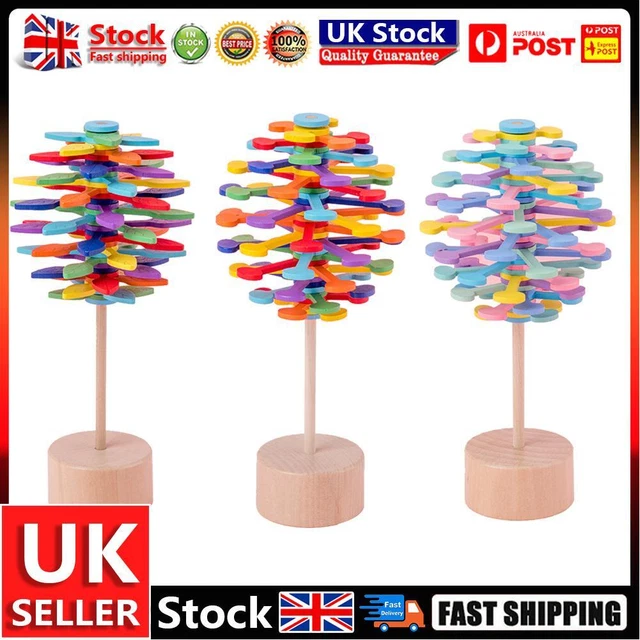 Wooden Helicone Wand Rotating Lolly Toy Children Decompression Educational Toys