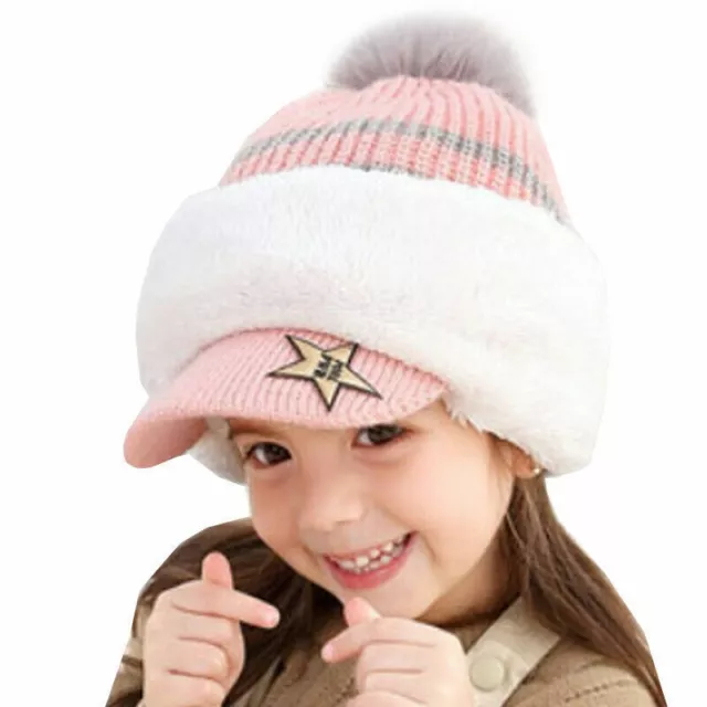 Toddler Kids Girl Boy Baby Winter Warm Knit Hat Beanie Balaclava Cap Scarf Sets 3