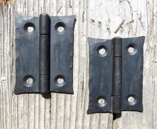 2 Handmade 2" Butt Door Wrought Iron Hinges Antique Cabinet Cupboard Box Décor