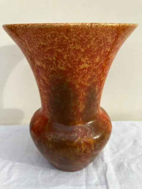 Pilkington's Royal Lancastrian Pottery Orange Vermillion & Manganese Vase 5 1/4"