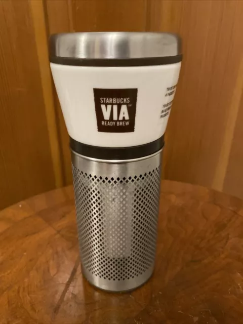 Starbucks VIA Ready Brew Ceramic Stainless Steel Discontinued Design EUC