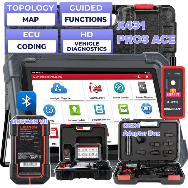 LAUNCH X431 PRO3 ACE All Systems Bi-directional Diagnostic Scanner K-ey ...