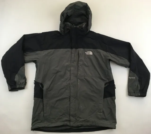 The North Face HyVent nylon windproof hooded grey black jacket mens XL