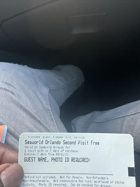 2 Seaworld Orlando any day admission single tickets  Valid Till 09/17/2023.