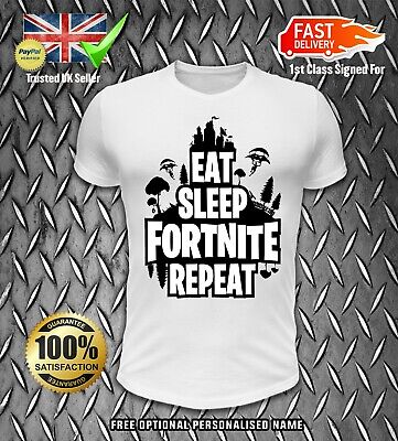 NUOVO EAT SLEEP ripetere fortnite Stile Adulti Uomo Donna Ispirato Gaming T Shirt 1