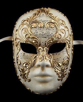 Mask from Venice Volto Face IN Paper Mache Musica Golden Luxury Collection 1764