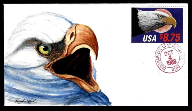 2394 $8.75 Stamp (1988) THE AMERICAN EAGLE FDC Hand Painted - Vaughn Hord !