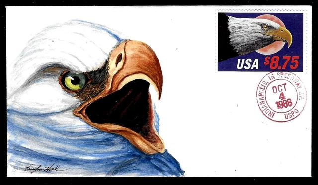 2394 $8.75 Stamp (1988) THE AMERICAN EAGLE FDC Hand Painted - Vaughn Hord !