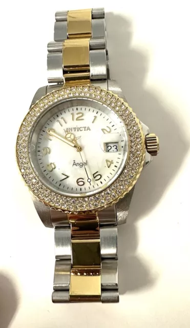 Invicta Women's Watch 28675 Angel Quartz MOP White Dial Two Tone Stainless Steel