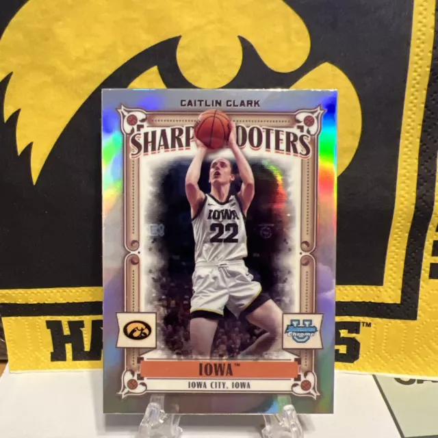 CAITLIN CLARK 2024 Bowman Chrome U SS15 Sharp Shooters REFRACTOR Iowa