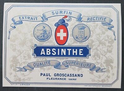 Ancienne étiquette EXTRAIT ABSINTHE DUBIED Couvet Neuchatel Suisse absinth label 