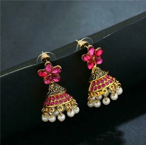 Betsey Johnson Rhinestone Flower Drop Earrings