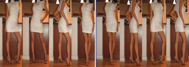 Sexy White M 40 dress fetish Kleid Bandage Bodycon stretch 2