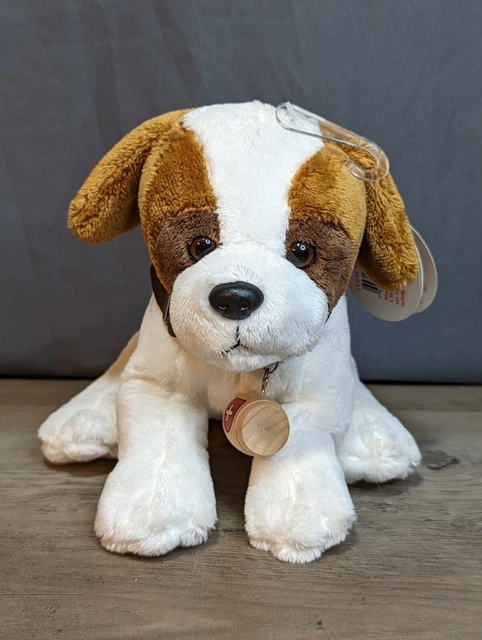 PLUSH ST. BERNARD Wooden Swiss Rescue Barrel Souvenir from