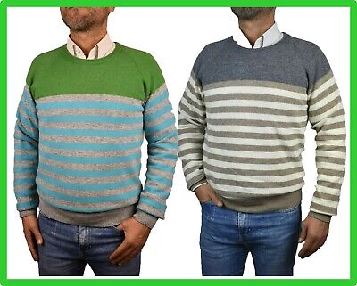 maglione da uomo lana slim fit maglioncino maglia pullover a fantasia righe s 44