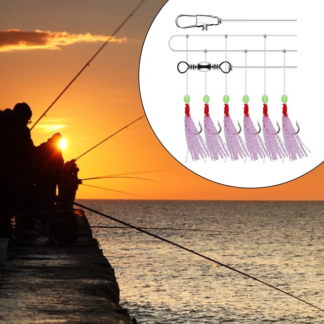 Aparejo De Pesca Sabiki Con 6 Anzuelos, Ideal Para Pesca En Alta Mar, Varios Tamaños Disponibles