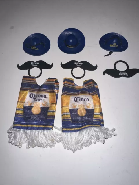 Corona Beer Bottle Ponchos & Plastic Hats And Mustache ￼