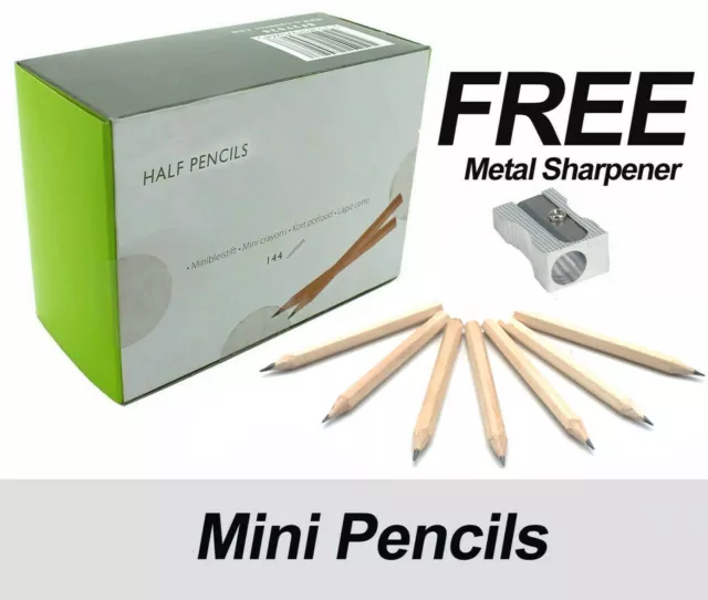 Small Mini Pencils HB Half Length - Golf Games Wooden - Short Small Pencils