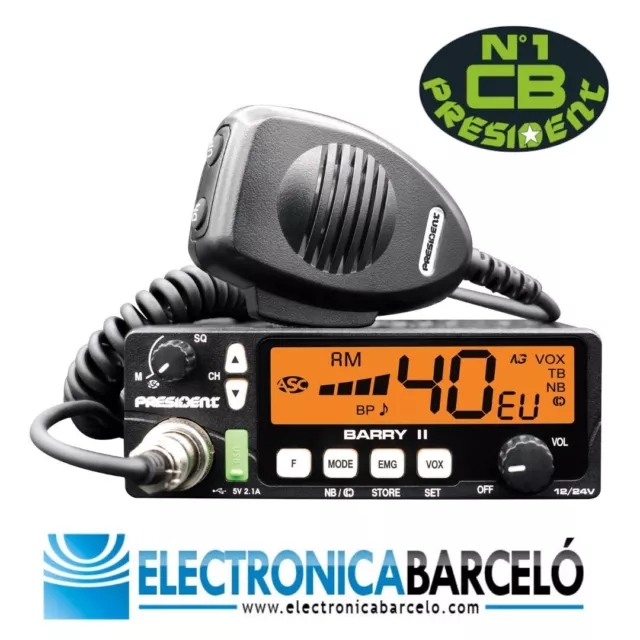 PRESIDENT BARRY II AM/FM 12/24 VCC Emisora CB / 27 MHZ