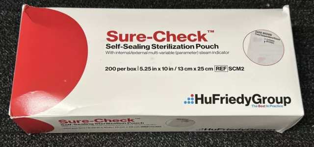 (2000) CrossTex Sure Check Sterilization Pouches self sealing 5.25” x 10” 9/2025