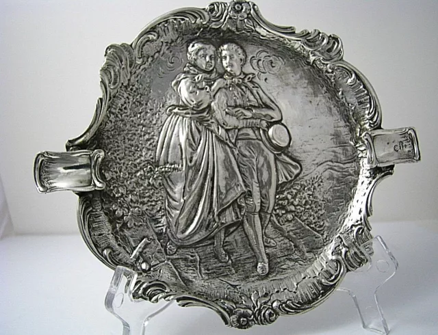 GERMAN SOLID SILVER ASHTRAY TRAY Germany c1900s Israel Import ca1960s Excel Rare