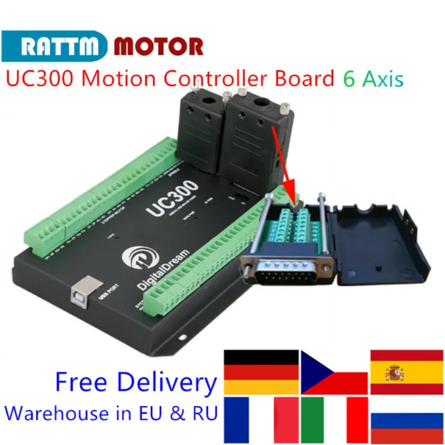 GB丨6 Axis 300KHz Motion Control Card USB Mach3 CNC Controller UC300 NVUM Upgrade