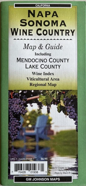 New AAA NAPA SONOMA WINE COUNTRY ROAD MAP & GUIDE  California  GM JOHNSON  2020
