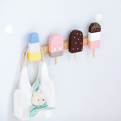 Ice Cream Kids Coat Rack Wall Hook Hanger Baby Gift Decor Kid Clothes Rack NEW