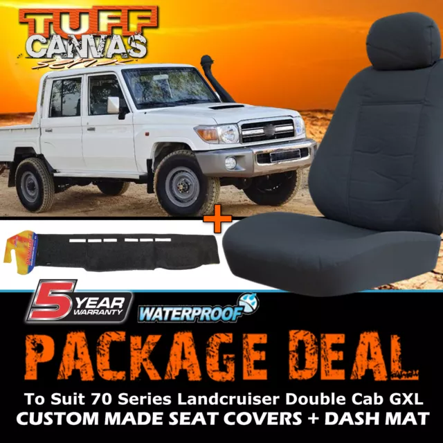Tuff Canvas Seat Covers & DASH MAT for 70 Series Landcruiser OCT/2012-ON GXL