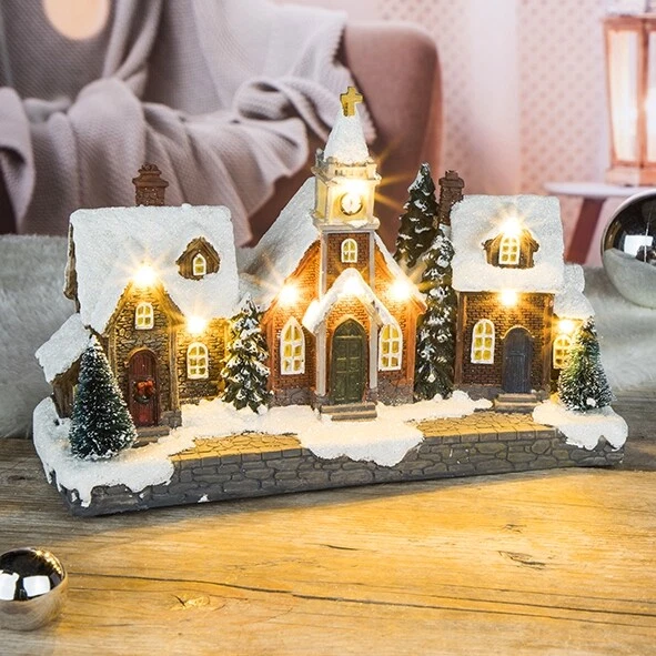 Beleuchtete LED-Weihnachtsdeko Deko "Weihnachts-Stadt" mit 9 warm-weißen LEDs