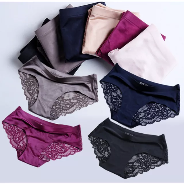 WOMEN SEAMLESS UNDERWEAR Sexy Lace Lingerie Knickers Ice Silk Panties  Briefs £3.41 - PicClick UK