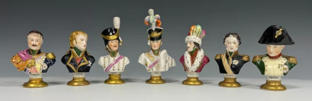 7 x Rudolph Kammer Dresden Military Porcelain Busts Napoleon etc signed