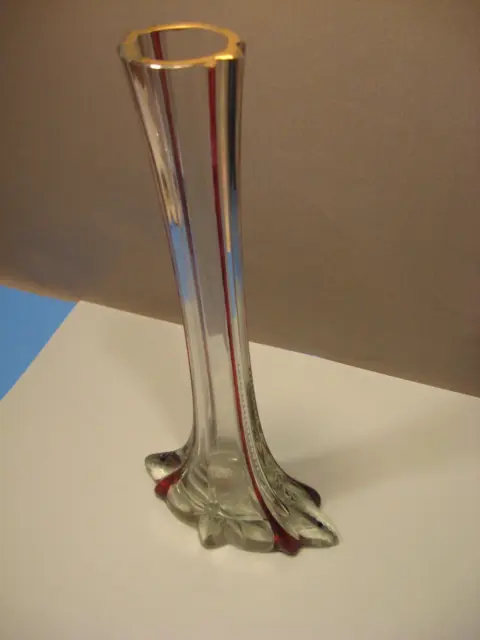 Glas Kunst Jugendstil Schliersee Vase um 1910 mit Bodenschliff 2 Farbig Bayern