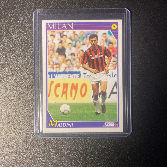 Autocollant Paolo Maldini – Euroflash Calcio 1992 #145 (Milan AC) – Neuf Sous Toploader