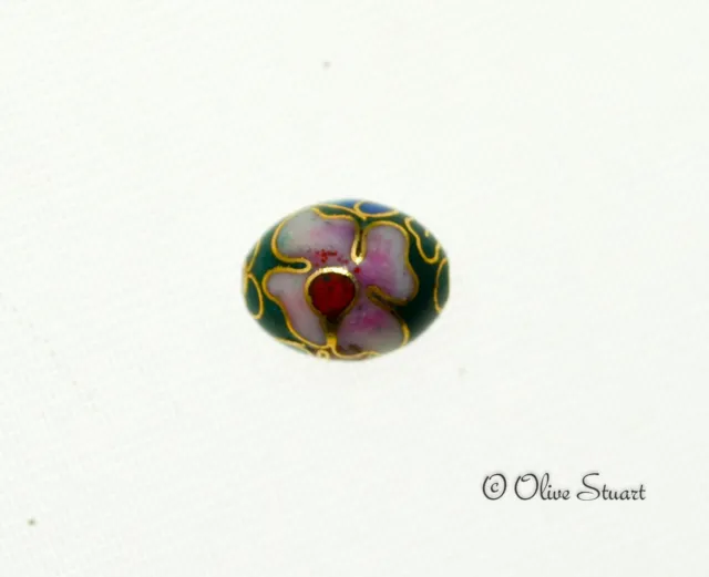 Oriental Cloisonne Beads Loose egg 12mm x 10mm 2
