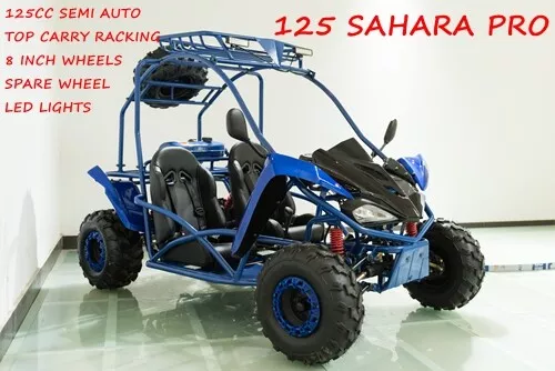 125CC Buggy ATV Sport Quad Dirt Bike 4 Wheel  Go kart Semi Auto SAHARA PRO Blue