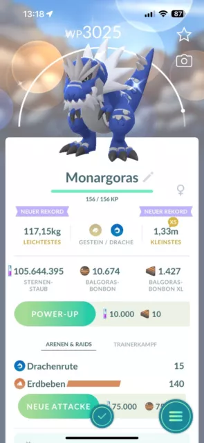 Pokémon Go Tyrantrum Shiny ✨ Monargoras Schillernd Pogo