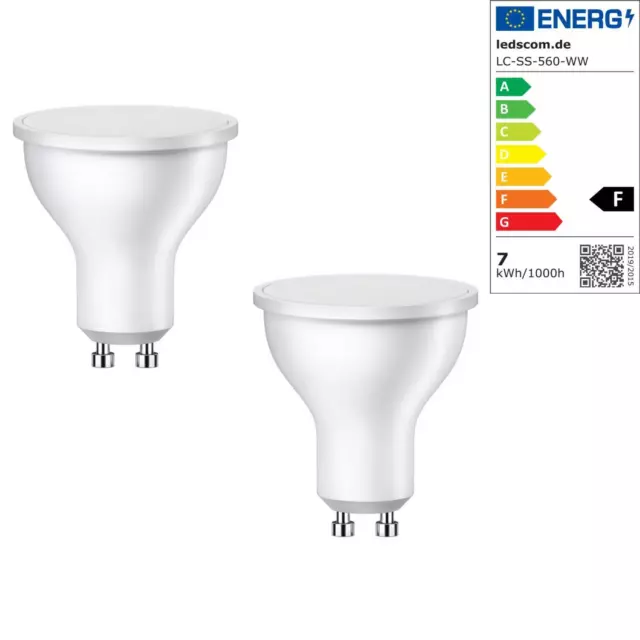 2x PAR16 LED Strahler, GU10-zócalo, 7W, 630 lm, 2700 K blanca cálidaes bombilla,