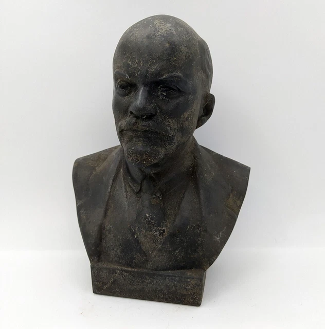 STATUA LENIN ORIGINALE URSS BUSTO GRANDE FIGURINA russa Scultura in metallo...