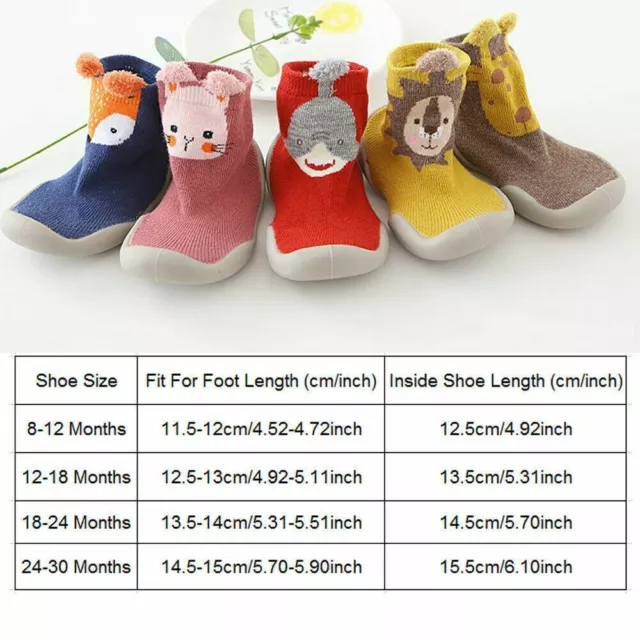 UK Kids Baby Girl Boys Toddler Anti-slip Slippers Socks Cotton Shoes Winter Warm 2